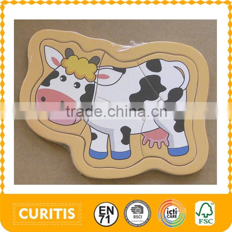 Non-Toxic Wood Puzzle For Little Kids Popular Kids Puzzle Games 15*13 5Pcs Cheap Puzzle Toys
