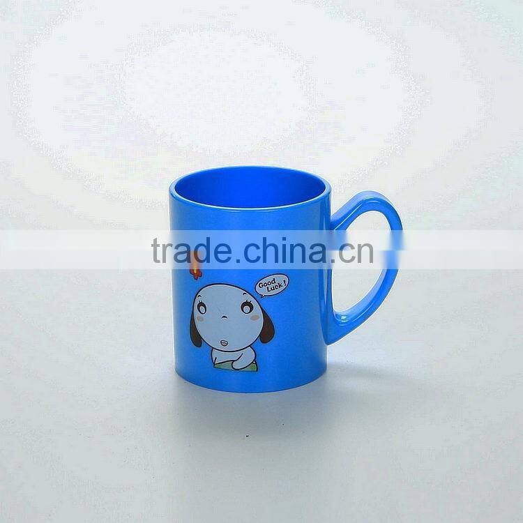 Reusable Cartoon Plastic Cups with handle --Blue