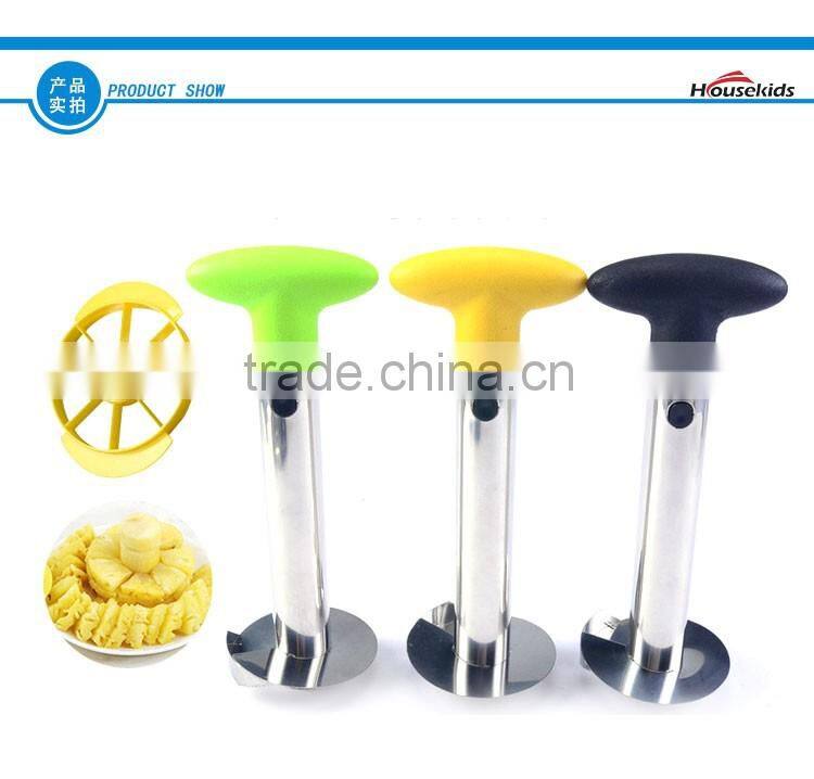 Stainless Steel Cutting Blade Pineapple Easy Peeler Slicer and De-Corer - 3 in 1 Tool (Black)