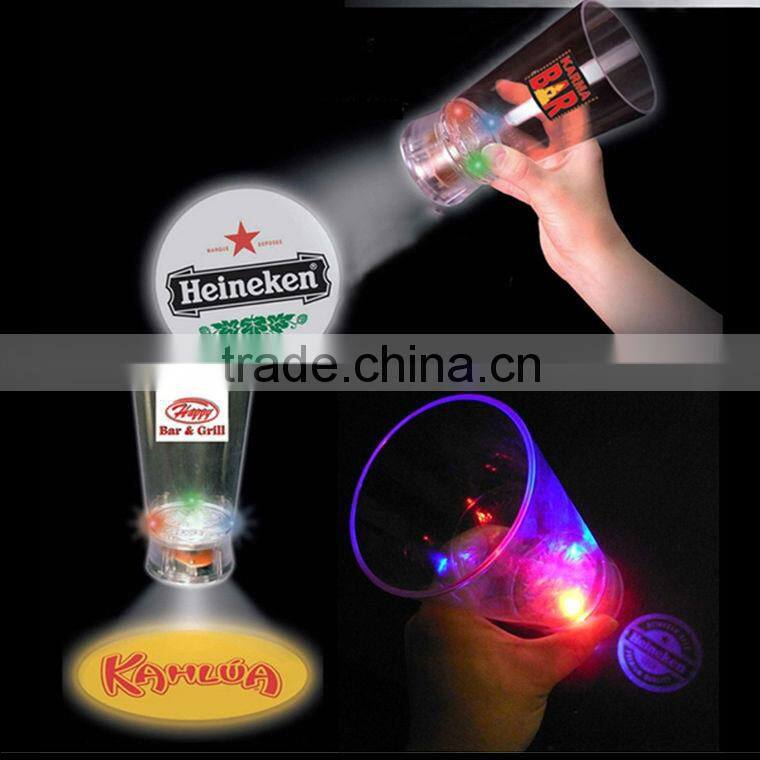 led flashing cup glasses with projection logo