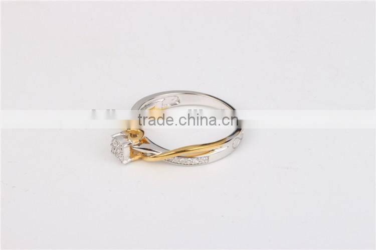 Latest plated gold rings design for woman fashion wedding ring with cubic zirconia or diamond ring