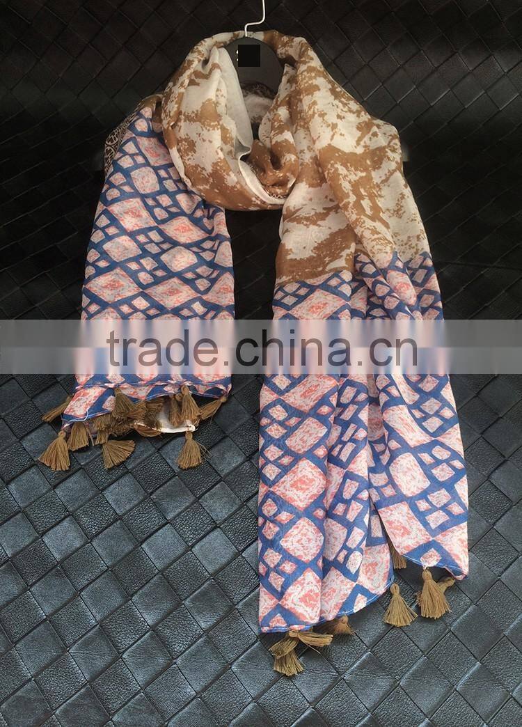 Ink Painting Print Design Large Long Cotton Pashmina Scarf Women Hijab