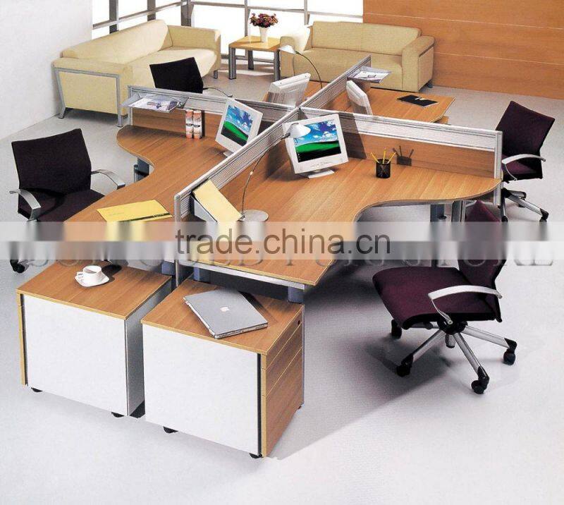 Modern Elegant Round Workstation Wooden 4 Seaters Office Cubicle (SZ-WS332)