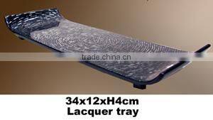 New design black rectangle lacquered tray with stand TK Vietnam