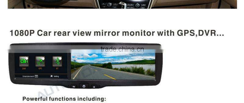 FCC CE rearview mirror car DVR with monitor GPS for cars