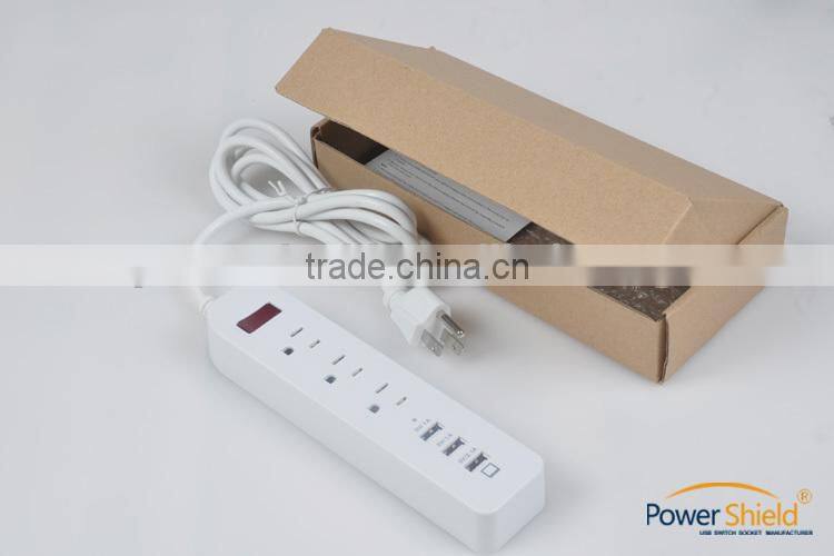 USA/United States Universal Portable Power Strip 3 Outlets Home/Office Surge Protector Travel Charger with 3 USB ports