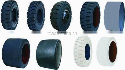 China Alibaba natrual rubber forklift tire, pneumatic solid tyre