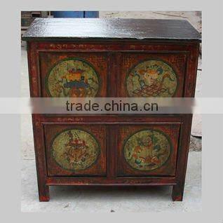 Tibetan antique six door three drawer hand painted cabinet