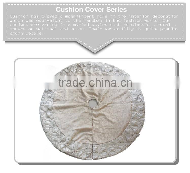 gold poly crushed with flower sequins embroidery tree skirts for christmas