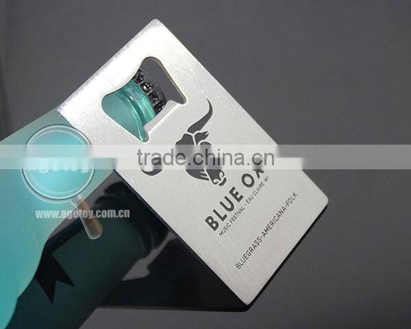 Rectangle Credit Card Shaped Stainless Steel Promotion Metal Business Card Shaped Print Bull Custom Bottle Opener