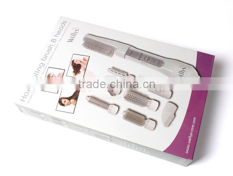 8 in 1 Electric Hot Air Hair Brush hair dryer Curler Roller straightener Styling KM