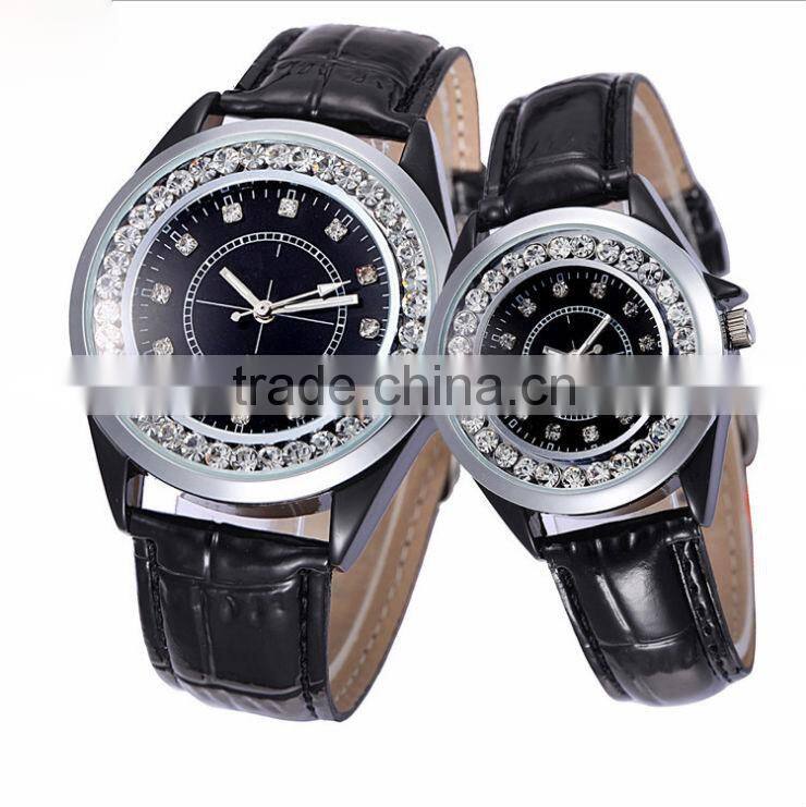 Upscale Leather couple watch diamond pair watch