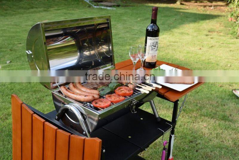 Outdoor foldable camping trolley for bbq