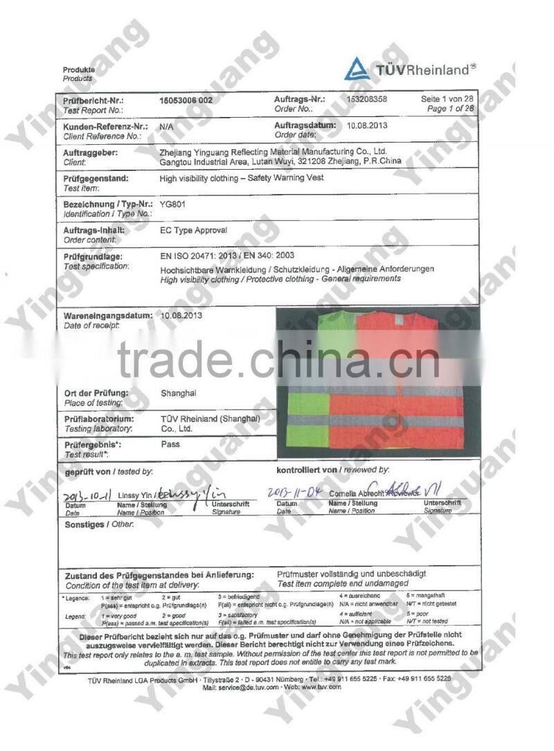 2016 High Visibility Safety Vest YongKang Baishun Reflective clothing