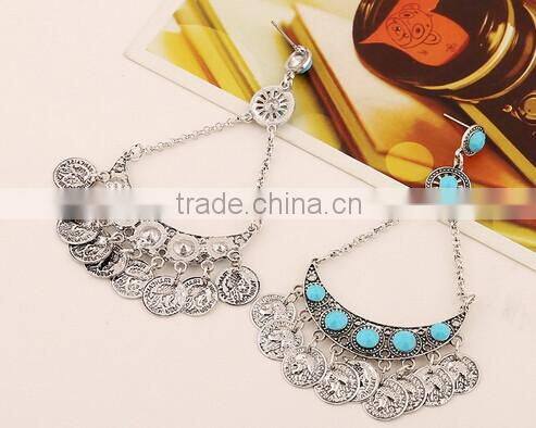 >NEW SW16589 handmade drop bead earrings coin fringe earrings/