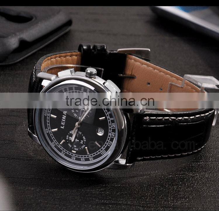 Newest Luxury Automatic Leather Strap Men Wrist Watch Gift