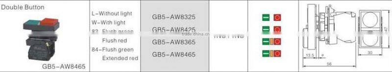 GB5-AW8465 CNGAD GB5 red and green double buttons switch