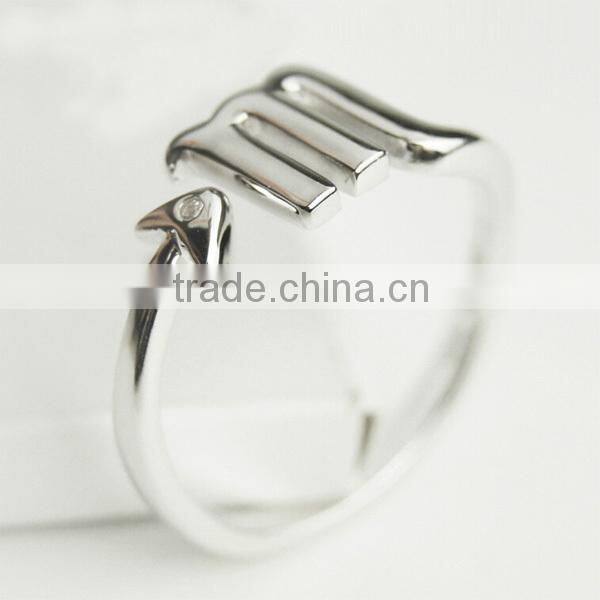 China customized available wholesale 925 sterling silver cheap letter rings