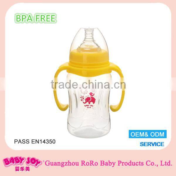 Professional factory supply BPA free durable 8oz 240ml standard neck plastic baby milk feeding bottle with FDA certificate