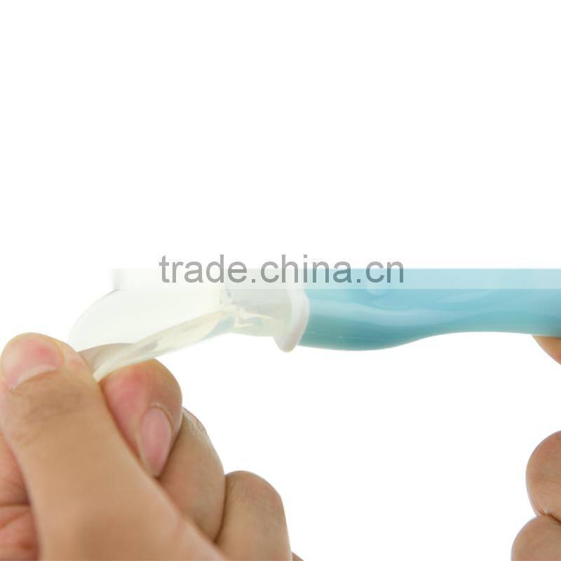 Babymatee 2015 Newest Top Quality Soft BPA free Baby Feeding Spoon/Silicone Kid Spoon with PP Handle
