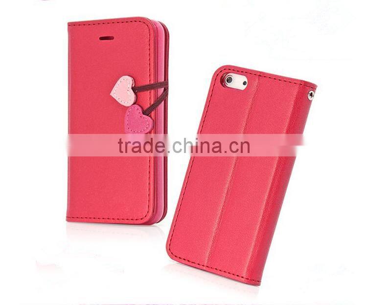 2015 Hot Selling Little Cherry Mobile Phone Case Flip Leather Case For iPhone