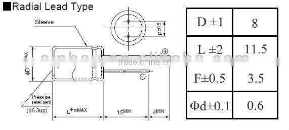 High quality aluminum electrolytic capacitor e-cap 220uf