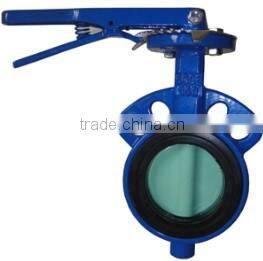 Wafer type butterfly valve with hand lever