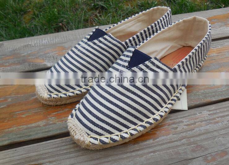 Men Canvas Slip-On Espadrille Casual Shoes With Jute Sole