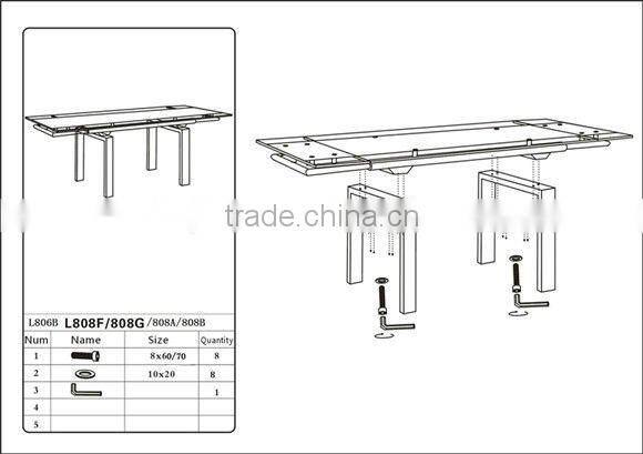 8 Seater tempered glass retractable dining table