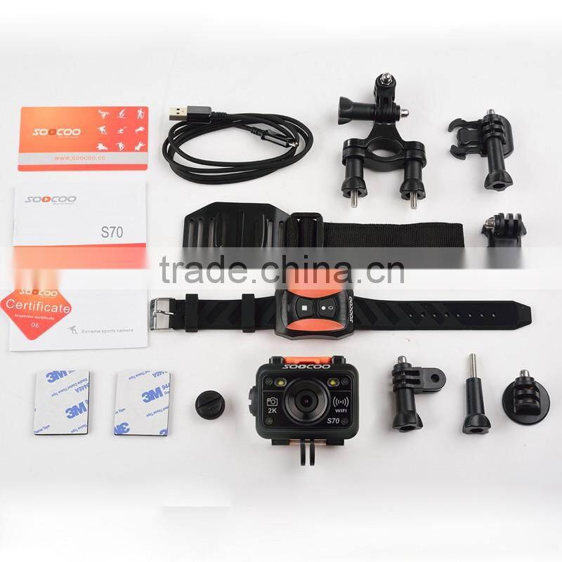 SOOCOO S70 WIFI Waterproof Sport Action Video camera with 2K Full HD 170 Degree Wide-angle Lens(add 1*battery 1*charger)
