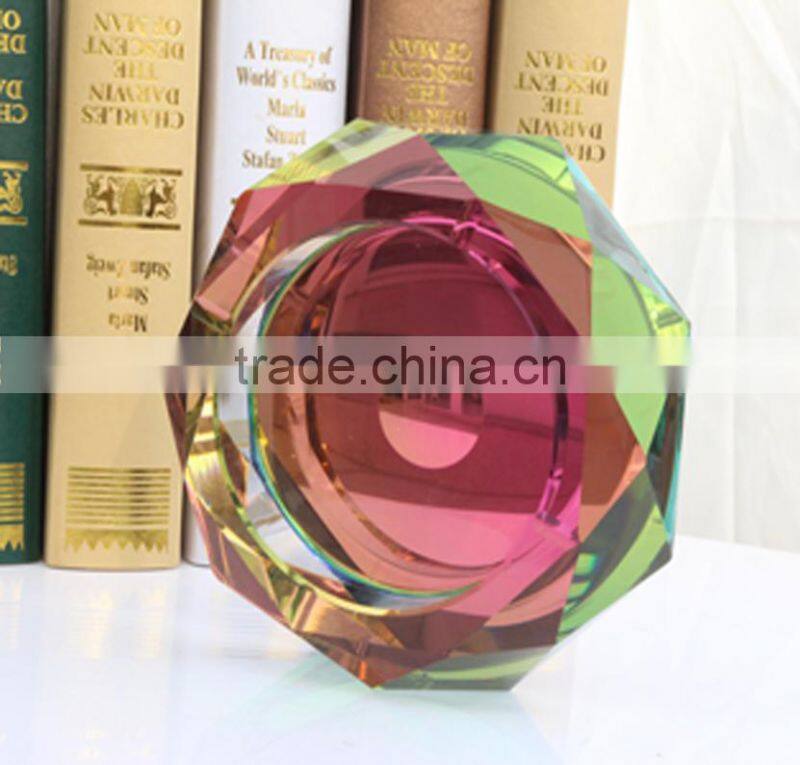 Modern Octagonal Blue antique rectangle Glass Ashtray For Home