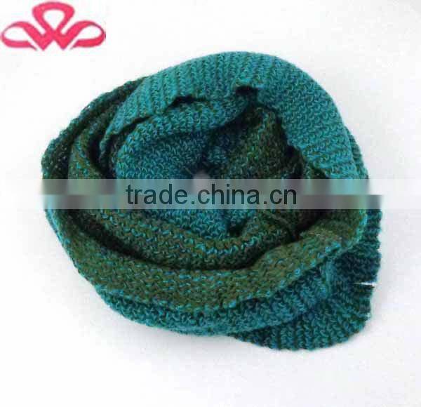 WL-13 100%Acrylic light green Xmas therme gift knitted loop infinity winter scarfs