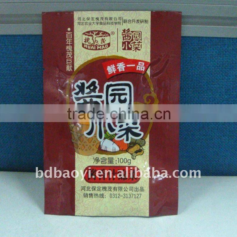 New! BOPP/PE three side seal pickle plastic bag with good printing design