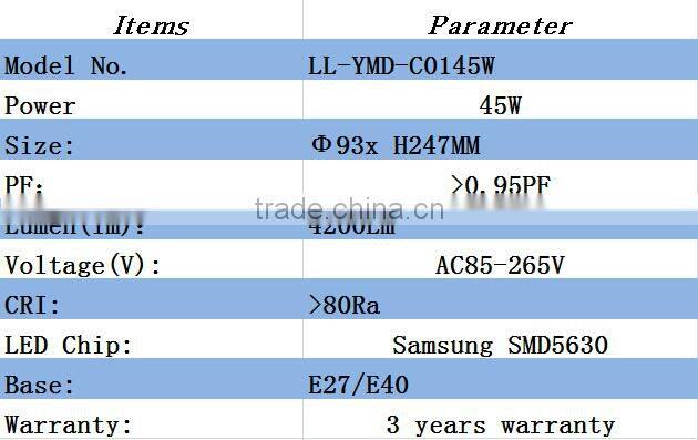 360degree SMD 45W Corn bulb Samsung chip 30w led corn light