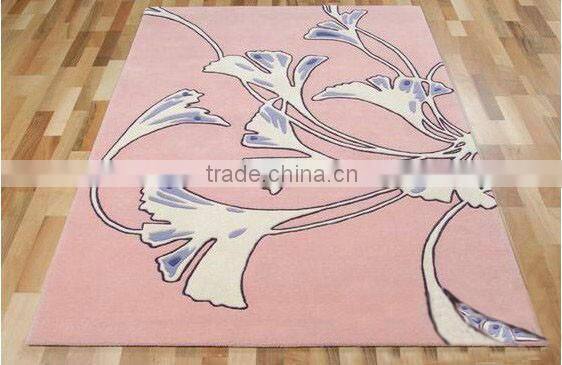 Babyroom use pink base white flower fluffy high quality area rug for living room