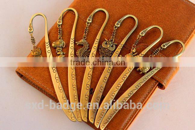 Bright 3D nickel plated cute cartoon bookmarks decoration for readers