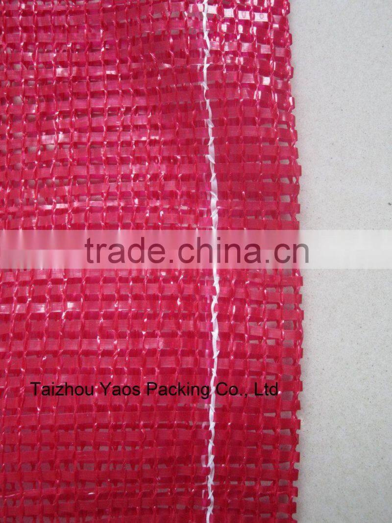 red PP tubular mesh bag vegetables onion circular drawstring tubular bag