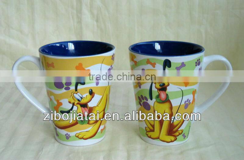 Ceramic V Shape Mug With Fruit Decal Printing