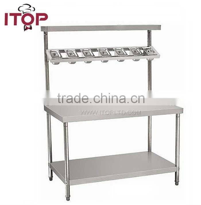 WTS-W26 stainless steel work table with top shelf