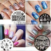 2016 Factory outlets Nail Art Stamping Plates DIY NEW Stainless Steel Handle Flower Stencils Templates for Nails Polish