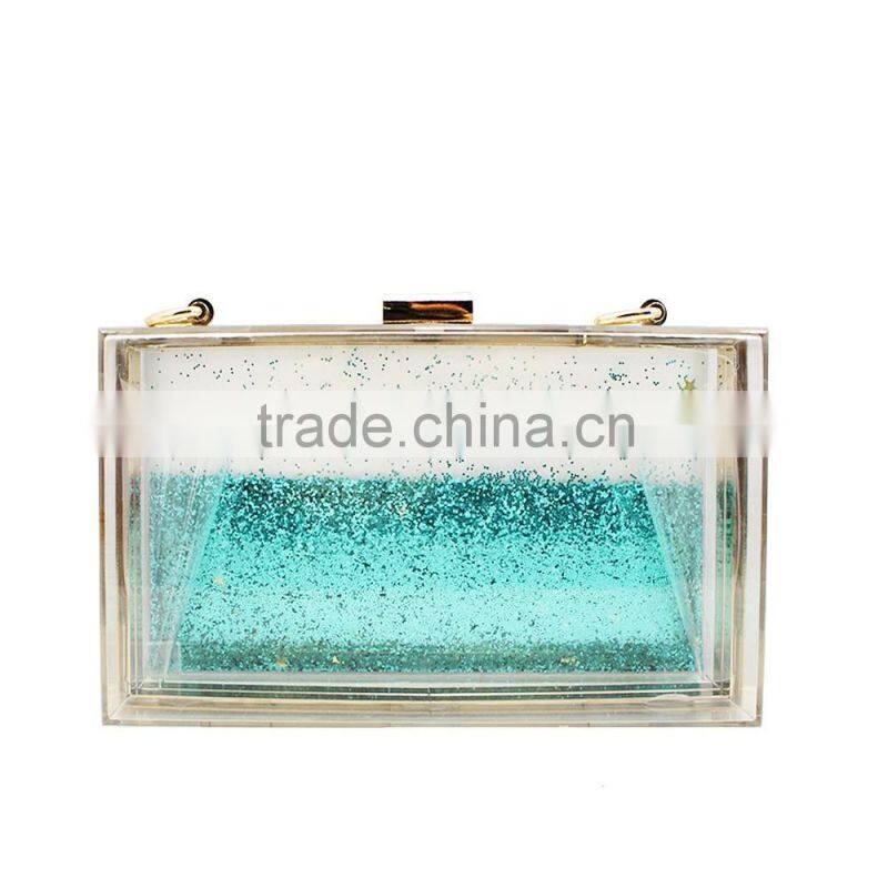 Transparent acrylic material clutch bag for women 2016