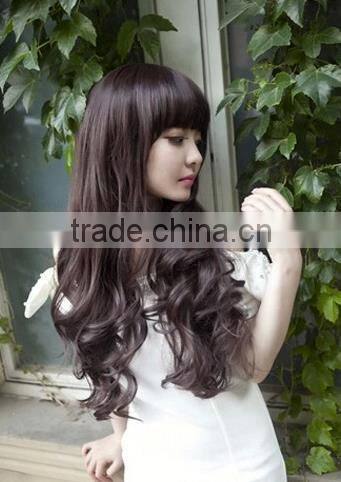 Pretty 2014 fashion full oblique bangs girl lolita cosplay Party wigs long hair wig