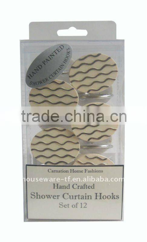 HOE SELLING 12PCS RESIN SHOWER CURTAIN HOOKS IN PVC BOX