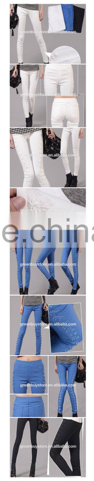 Fashionable Women Cotton Slim Mini Long Pant Elastic Trousers
