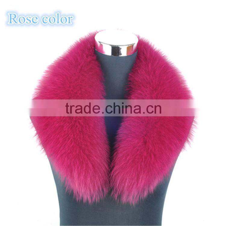 Popular Real Whole Skin Black Fox Fur Accessories Collar For Down Jacket