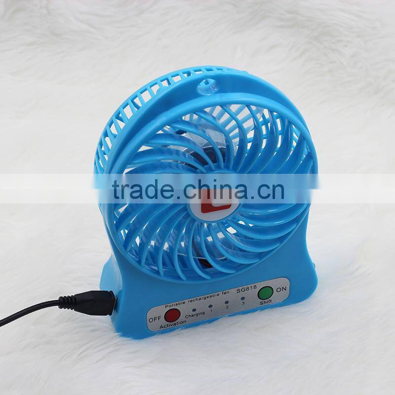 2016 Promotional Mini USB Portable Charging Fan With Led Torch