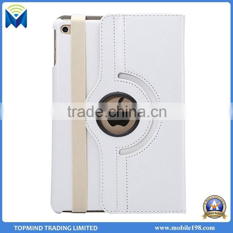 360 degree rotating lichee pattern ultra thin flip pu leather cases smart cover for ipad mini 4
