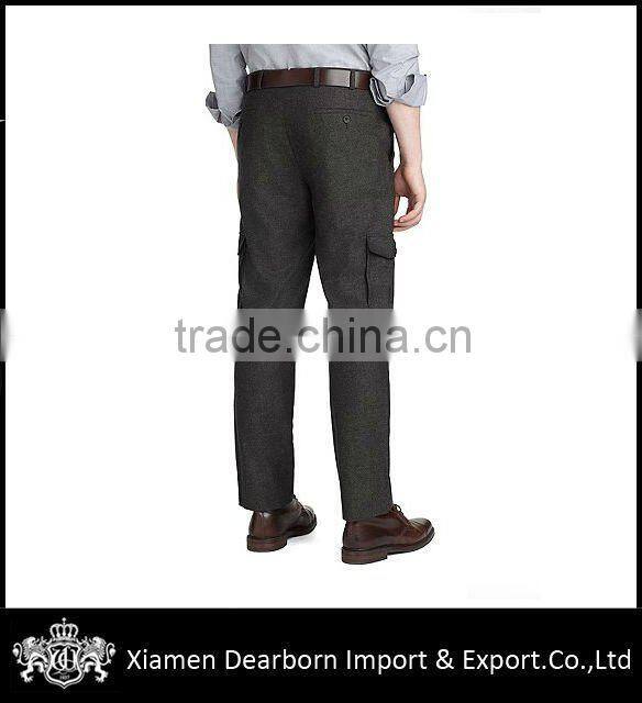 80% wool 20%spandex Men's fashion casual Pant with leg pockets