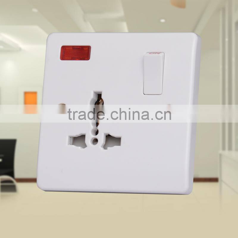 White 250V 10amp 3 pin multi universal socket outlet