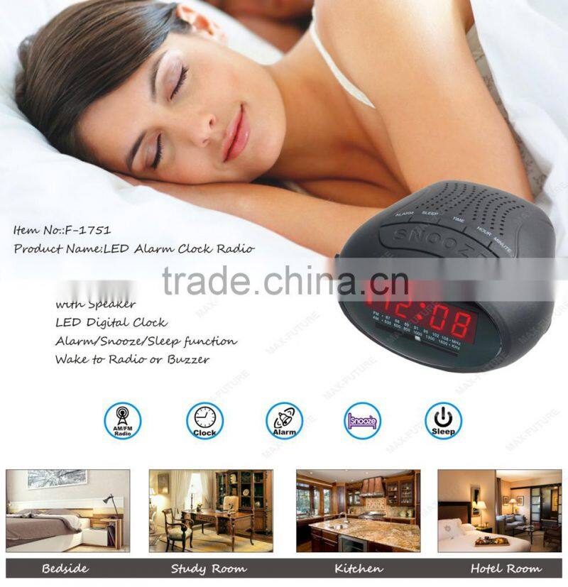 AM/FM Kitchen Clock Radio power operated alarm clock radio with frequency display (F-1751)